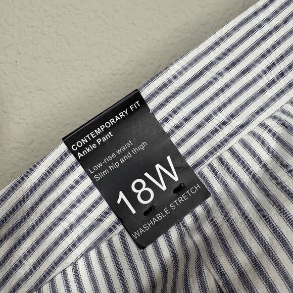 Amanda & Chelsea Plus 18W Contemporary Fit Ankle Pants Low Rise Gray Stripe - Picture 8 of 11